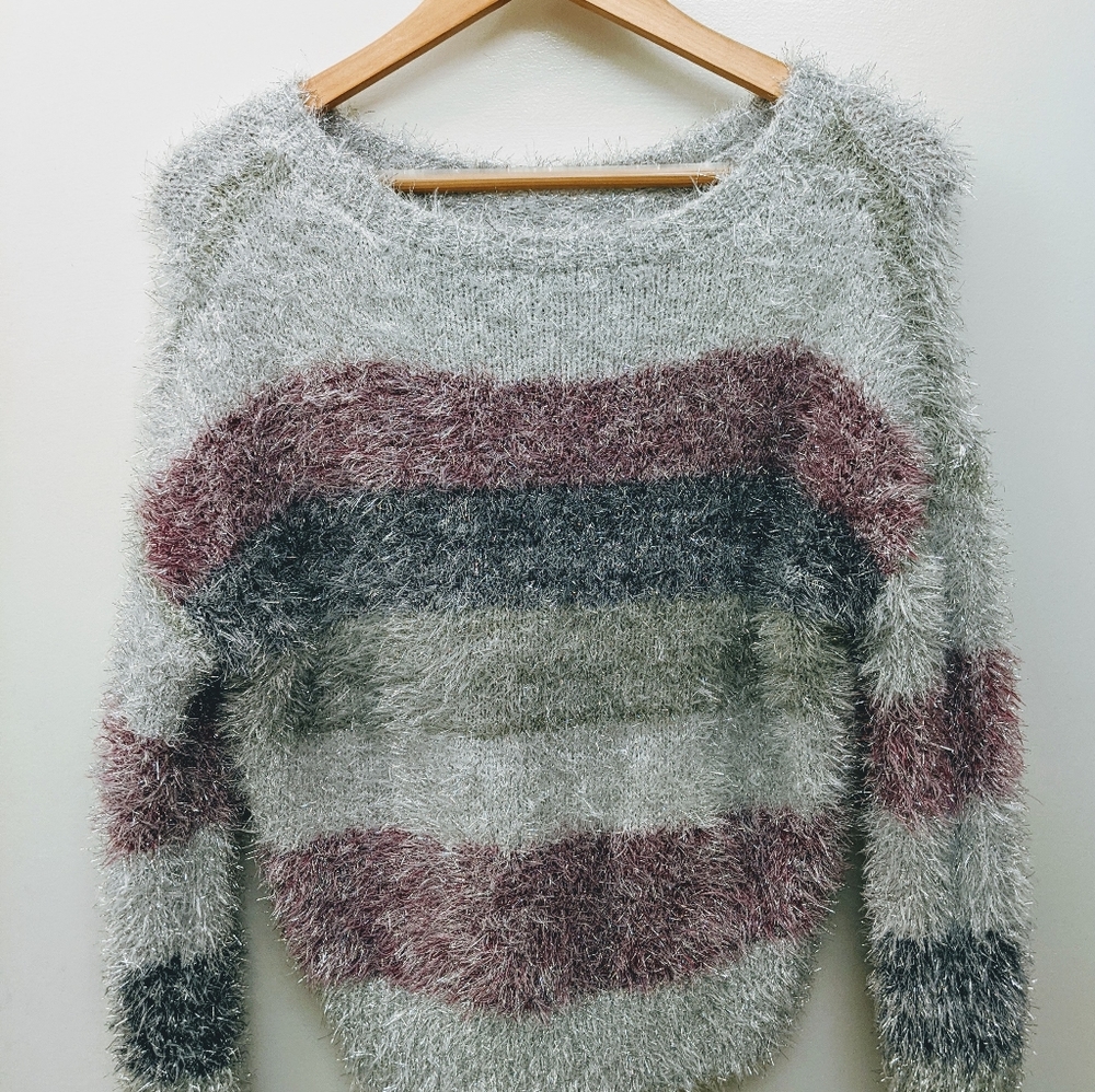 Shimmery three tone sweater